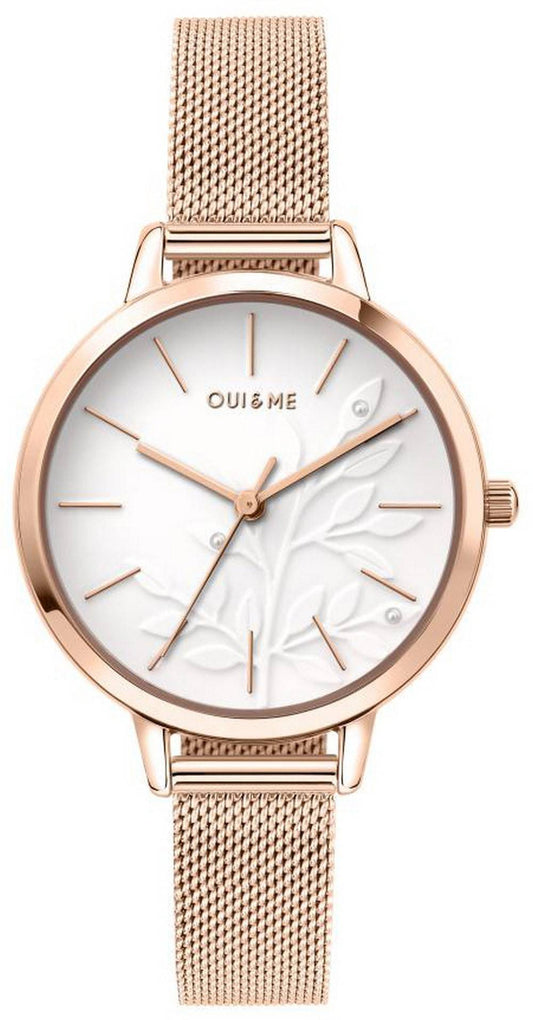 Oui & Me Fleurette White Dial Rose Goldfarben Edelstahl Quarz ME010134 Damenuhr