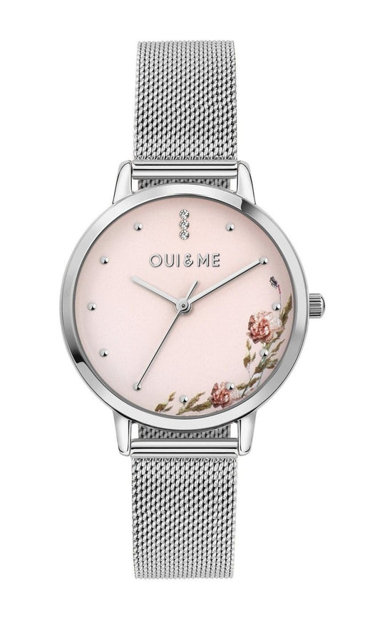 Oui & Me Fleurette Edelstahl Mesh Pink Dial Quarz ME010376 Damenuhr
