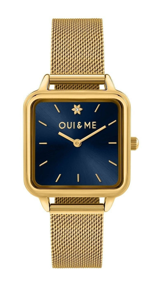 Oui & Me Harmonie Goldfarben Edelstahl Mesh Blaues Zifferblatt Quarz ME010381 Damenuhr