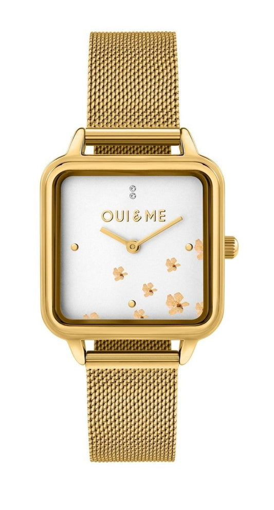 Oui & Me Harmonie Goldfarben Edelstahl Mesh White Dial Quarz ME010382 Damenuhr