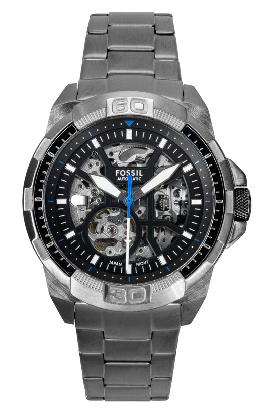 Fossil Bronson Edelstahl Black Skelett-Zifferblatt Automatik ME3218 Herrenuhr