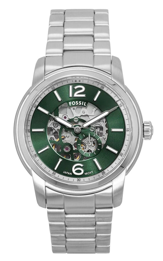 Fossil Heritage Edelstahl Green Skelett-Zifferblatt Automatik ME3262 Herrenuhr