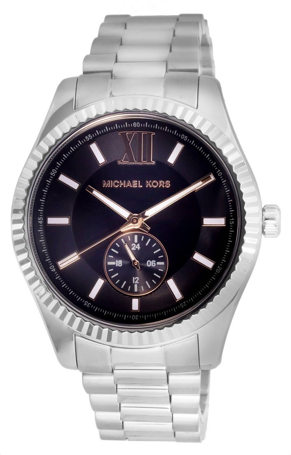 Michael Kors Lexington Edelstahl Multifunction Schwarzes Zifferblatt Quarz MK8946 100M Herrenuhr