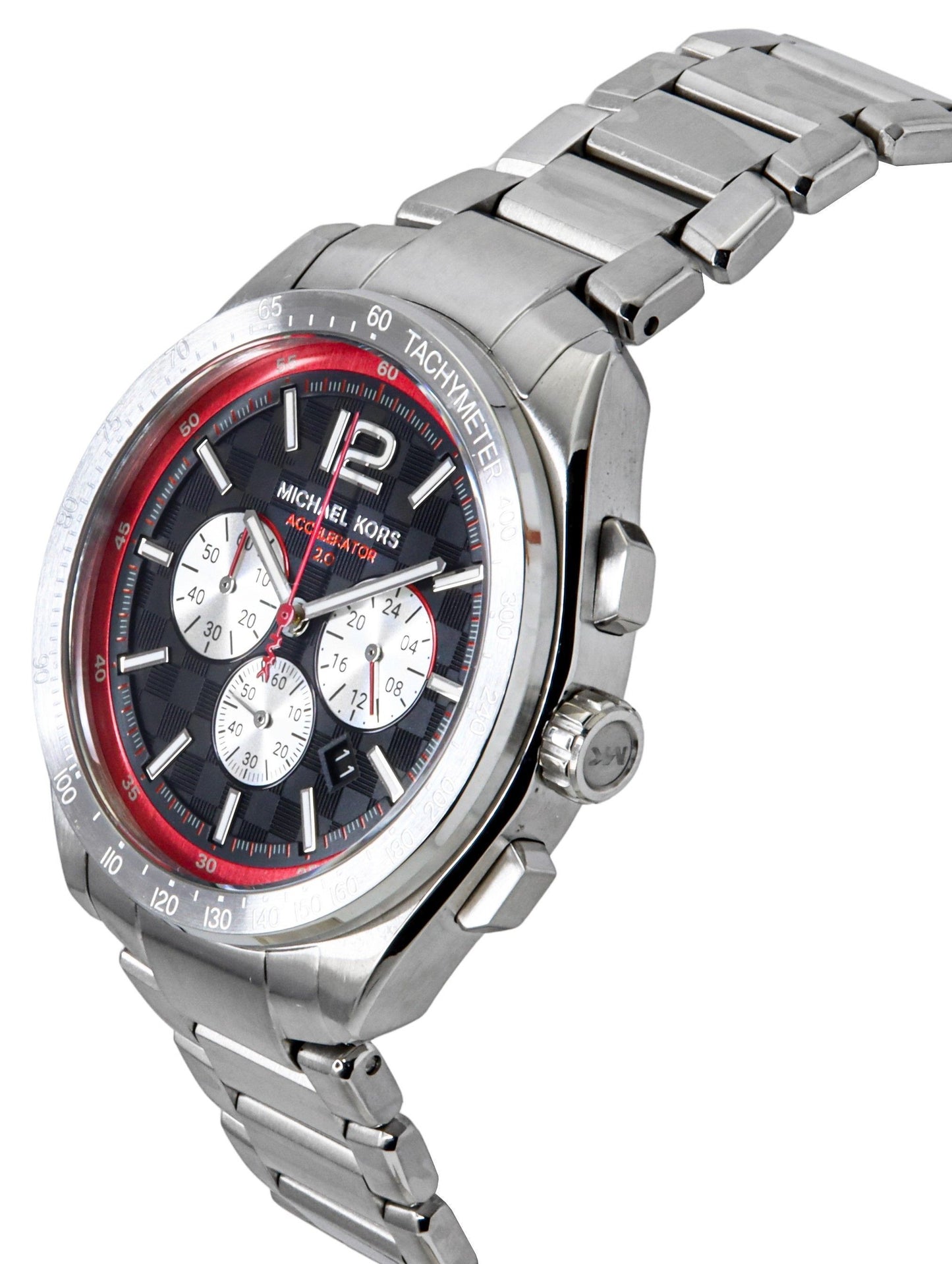 Michael Kors Oversized Accelerator 2.0 Chronograph Edelstahl Schwarzes Zifferblatt Quarz MK9176 Herrenuhr