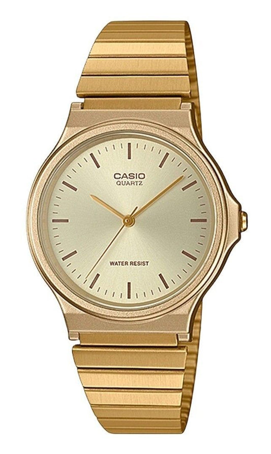 Casio Analog Goldfarben Edelstahl Champagnerfarbenes Zifferblatt Quarz MQ-24G-9E Herrenuhr
