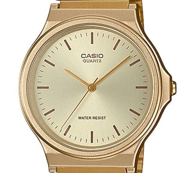 Casio Analog Goldfarben Edelstahl Champagnerfarbenes Zifferblatt Quarz MQ-24G-9E Herrenuhr