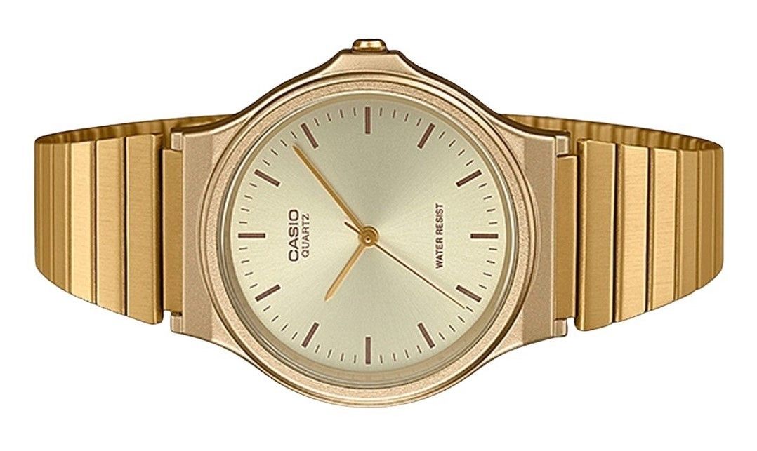 Casio Analog Goldfarben Edelstahl Champagnerfarbenes Zifferblatt Quarz MQ-24G-9E Herrenuhr