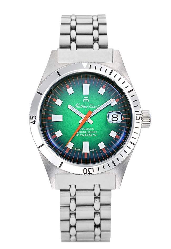 Mathey-Tissot Mergulhador Edelstahl Gr?nes Zifferblatt Automatik Taucher MRG2 200M Herrenuhr With Extra Strap