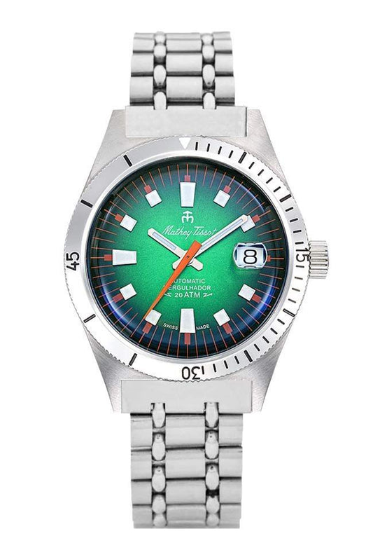 Mathey-Tissot Mergulhador Edelstahl Gr?nes Zifferblatt Automatik Taucher MRG2 200M Herrenuhr With Extra Strap