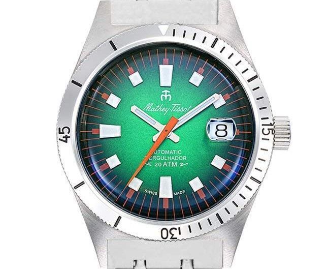 Mathey-Tissot Mergulhador Edelstahl Gr?nes Zifferblatt Automatik Taucher MRG2 200M Herrenuhr With Extra Strap