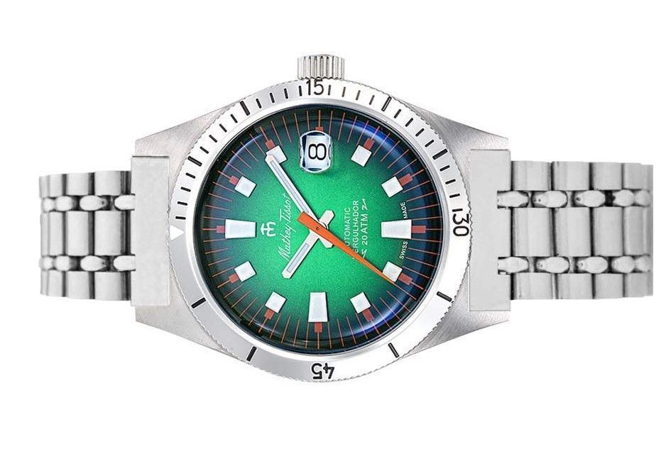 Mathey-Tissot Mergulhador Edelstahl Gr?nes Zifferblatt Automatik Taucher MRG2 200M Herrenuhr With Extra Strap