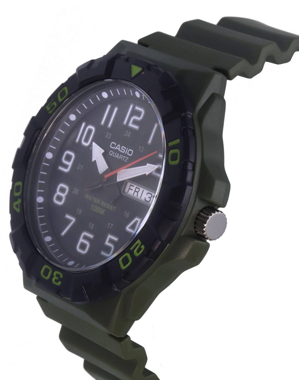 Casio Analog Army Green Resin Band Quarz MRW-210H-3A MRW210H-3 100M Herrenuhr
