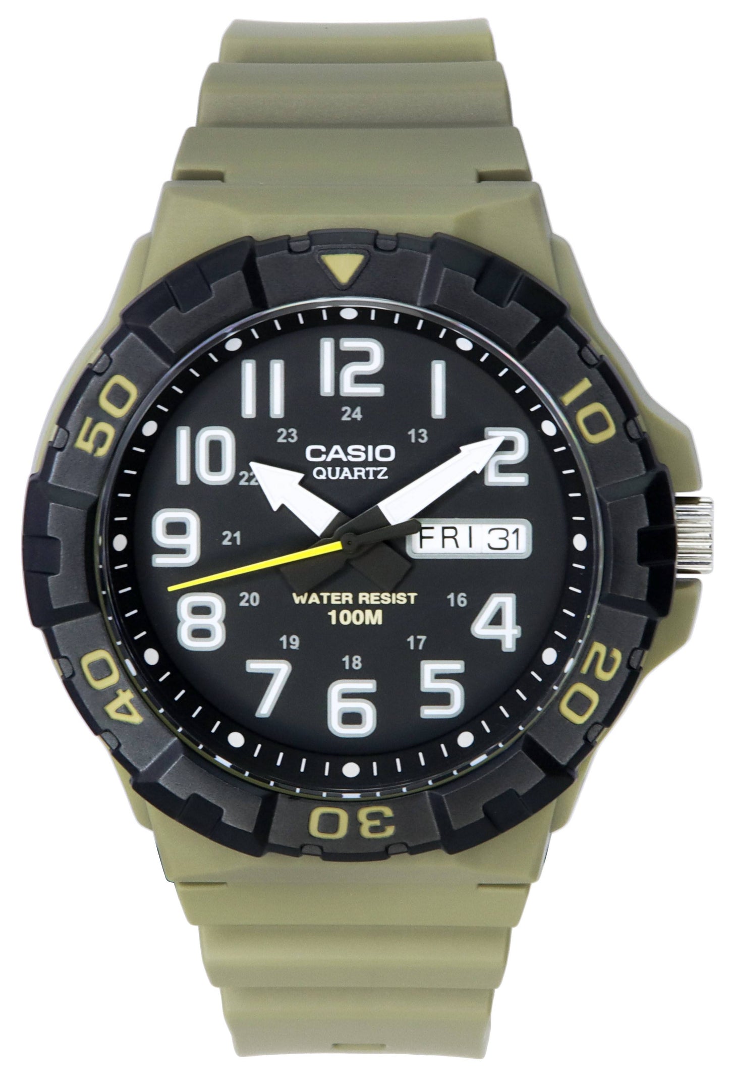 Casio Analog Resin Strap Schwarzes Zifferblatt Quarz MRW-210H-5A MRW210H-5 100M Herrenuhr