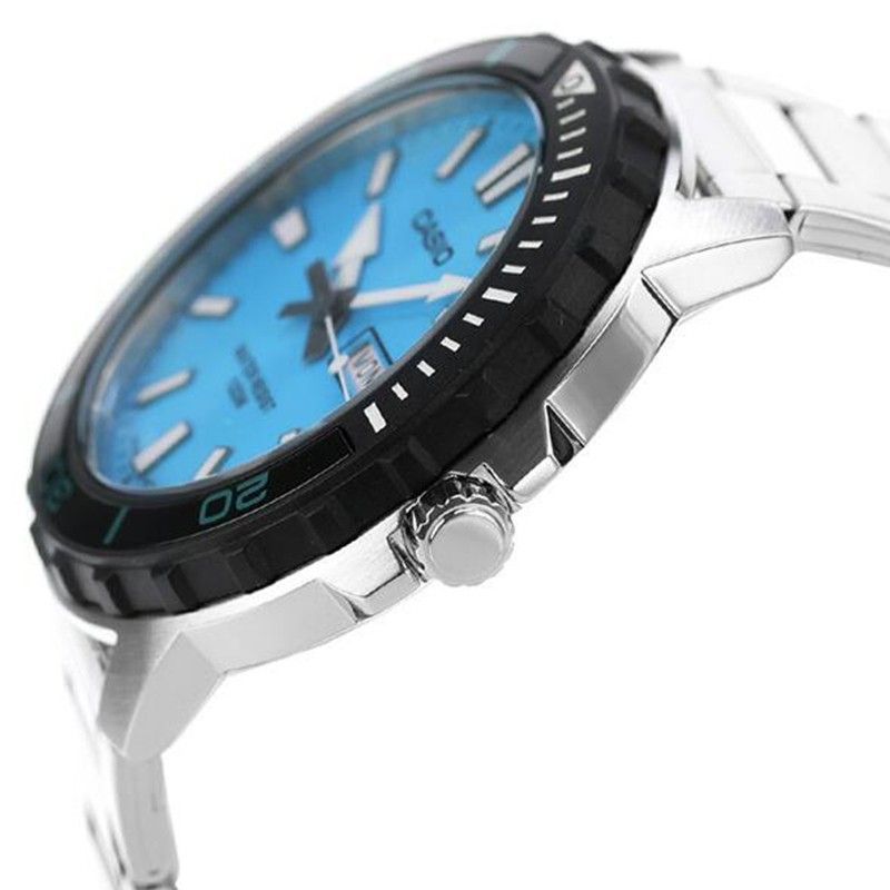 Casio Standard Analog Edelstahl Aqua Blaues Zifferblatt Quarz MTD-125D-2A3V 100M Herrenuhr
