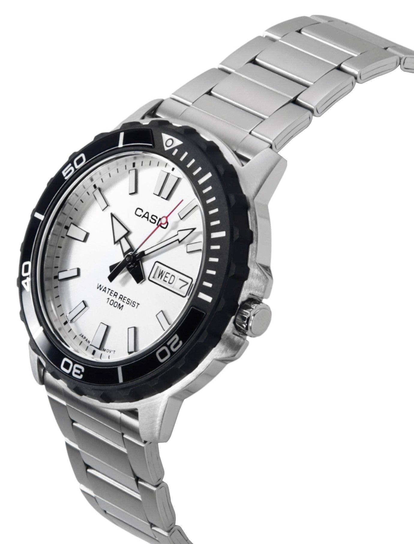 Casio Standard Analog Edelstahl Silberfarbenes Zifferblatt Quarz MTD-125D-7AV 100M Herrenuhr