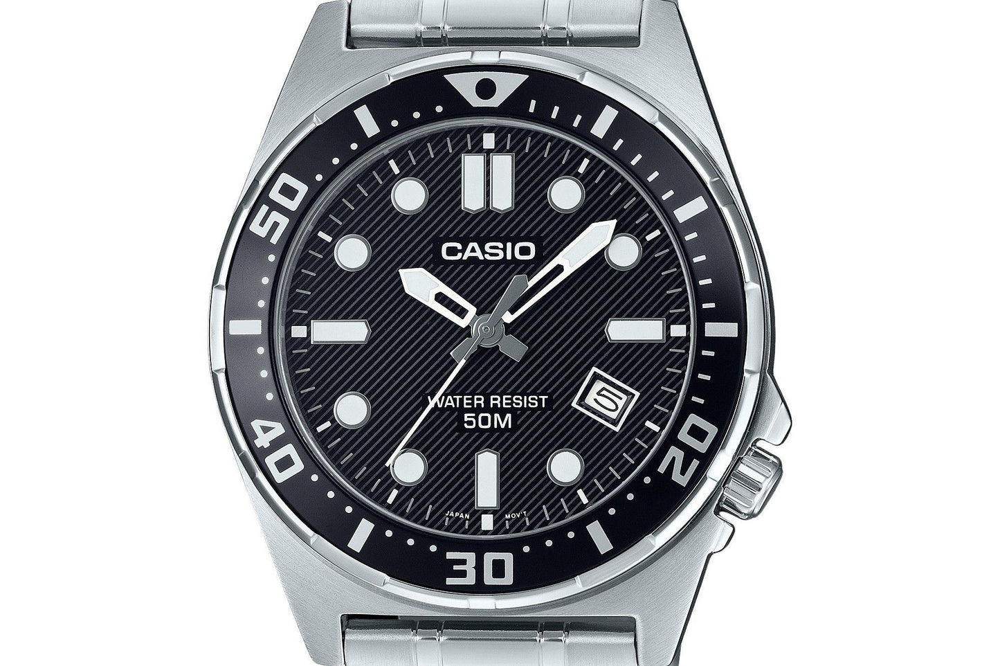 Casio Standard Analog Edelstahl Schwarzes Zifferblatt Quarz MTD-135D-1AV Herrenuhr