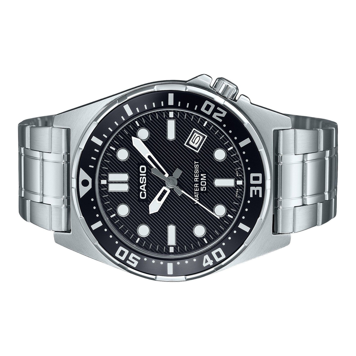 Casio Standard Analog Edelstahl Schwarzes Zifferblatt Quarz MTD-135D-1AV Herrenuhr