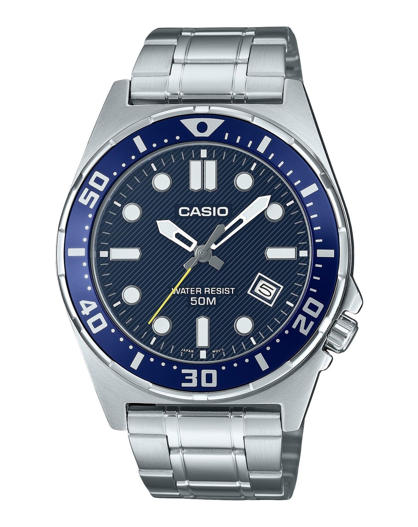 Casio Standard Analog Edelstahl Blaues Zifferblatt Quarz MTD-135D-2AV Herrenuhr
