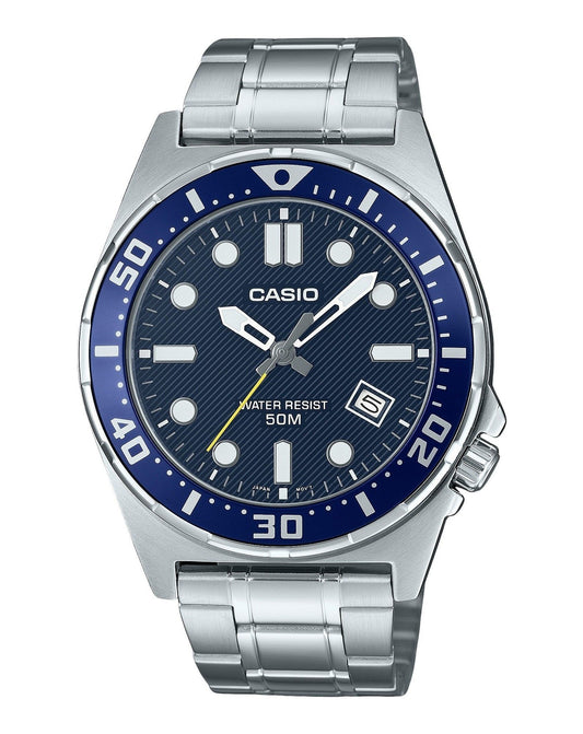 Casio Standard Analog Edelstahl Blaues Zifferblatt Quarz MTD-135D-2AV Herrenuhr