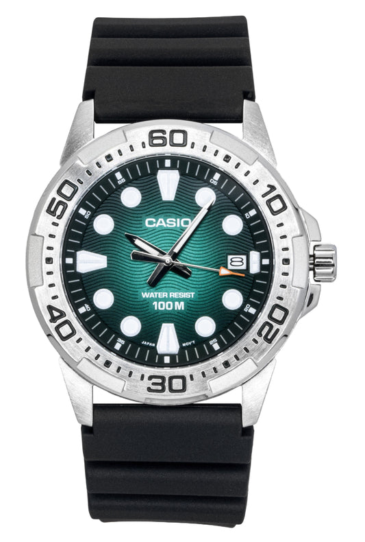 Casio Standard Analog Resin Strap Gr?nes Zifferblatt Quarz MTD-140-3AV 100M Herrenuhr