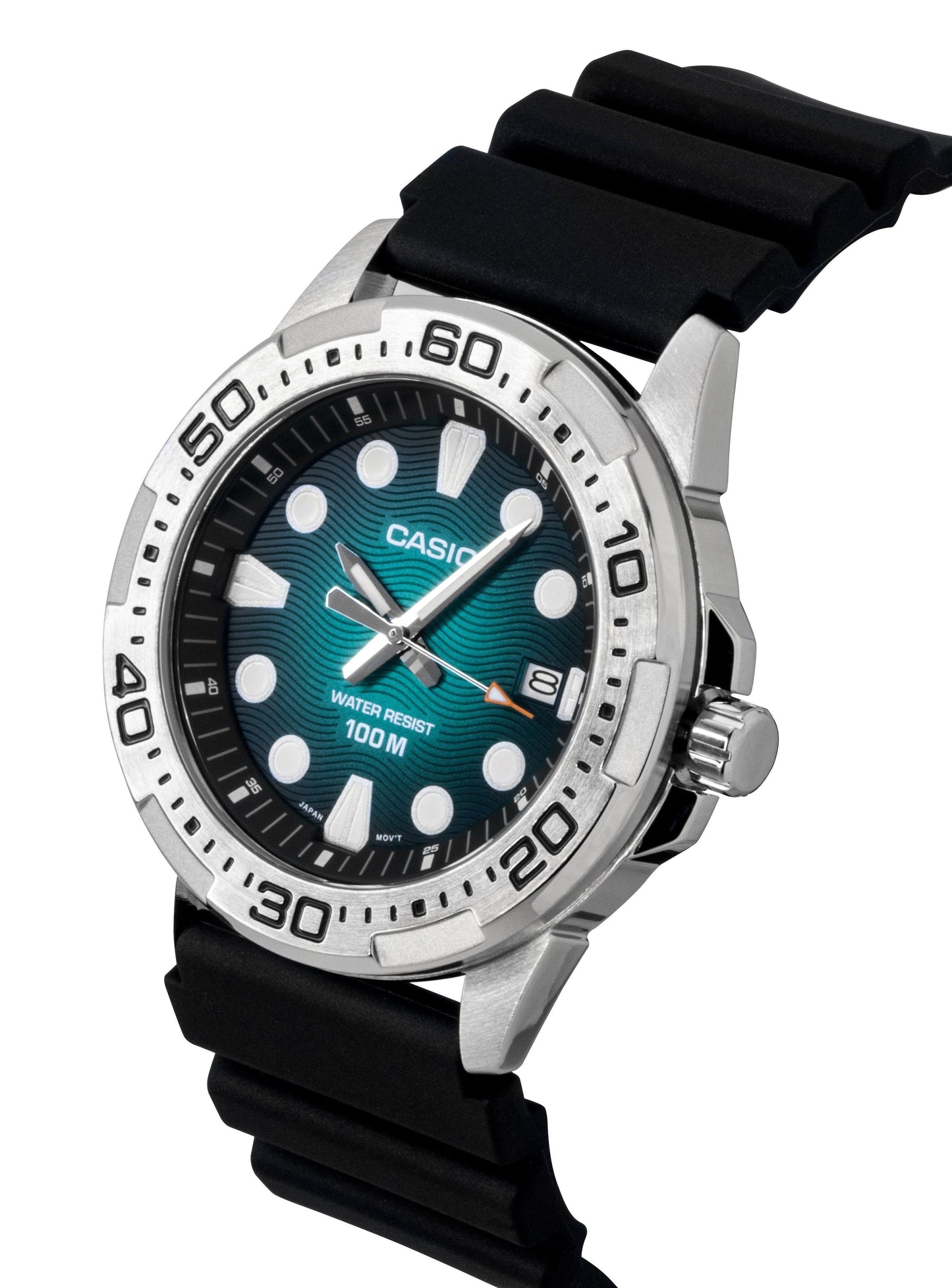 Casio Standard Analog Resin Strap Gr?nes Zifferblatt Quarz MTD-140-3AV 100M Herrenuhr