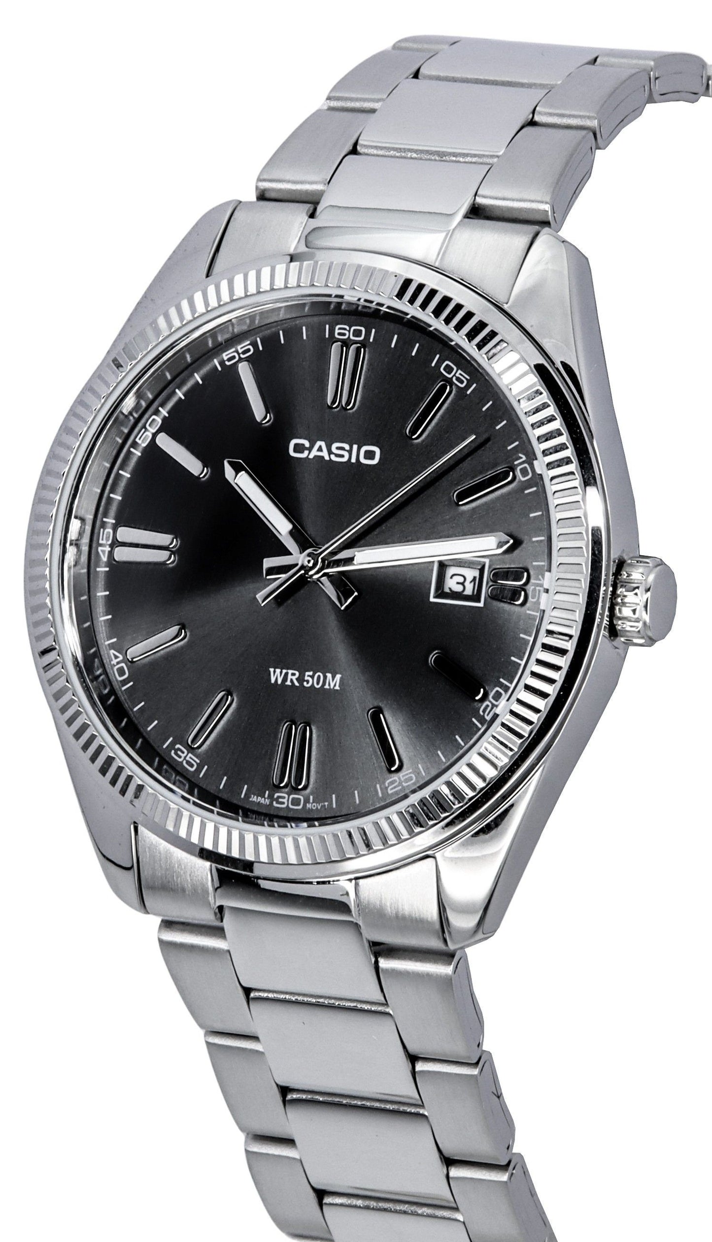 Casio Standard Analog Edelstahl Schwarzes Zifferblatt Quarz MTP-1302D-1A1 Herrenuhr