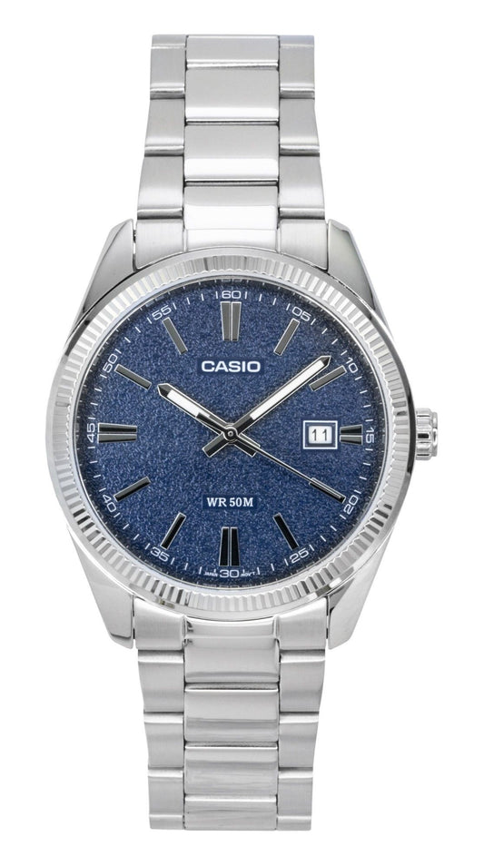Casio Standard Analog Edelstahl Blaues Zifferblatt Quarz MTP-1302DA-2A1V Herrenuhr
