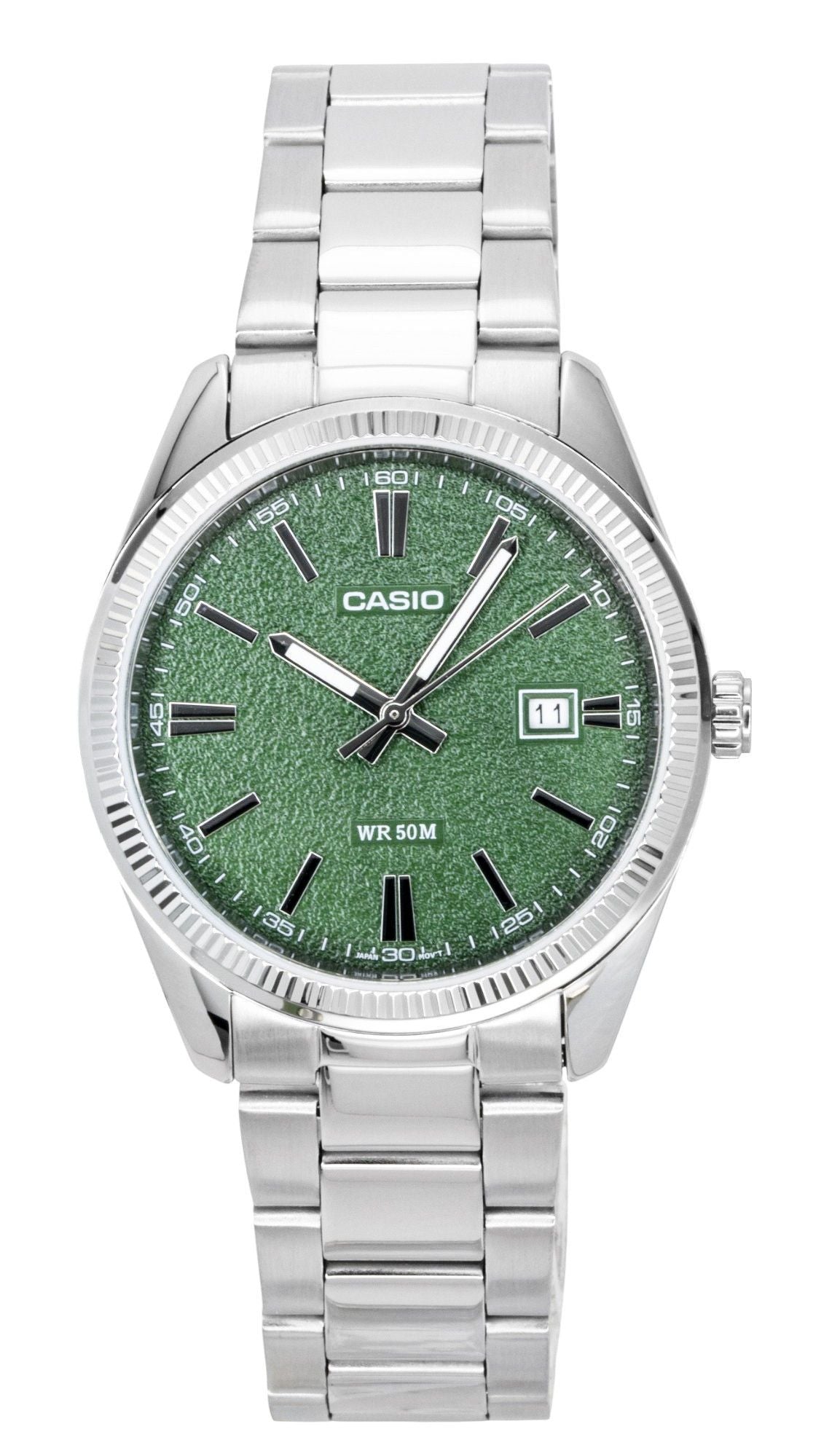Casio Standard Analog Edelstahl Gr?nes Zifferblatt Quarz MTP-1302DA-3AV Herrenuhr