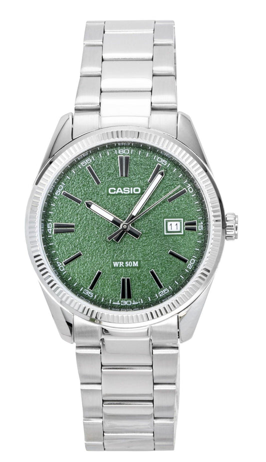 Casio Standard Analog Edelstahl Gr?nes Zifferblatt Quarz MTP-1302DA-3AV Herrenuhr