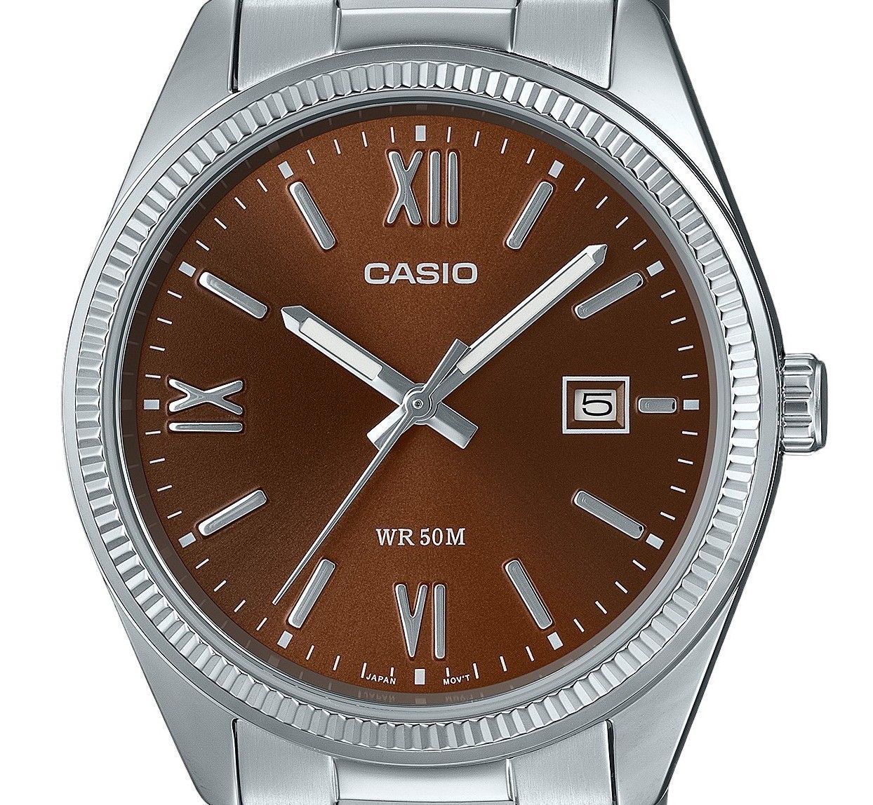 Casio Standard Analog Ion Plated Edelstahl Braunes Zifferblatt Quarz MTP-1302DD-5AV Herrenuhr