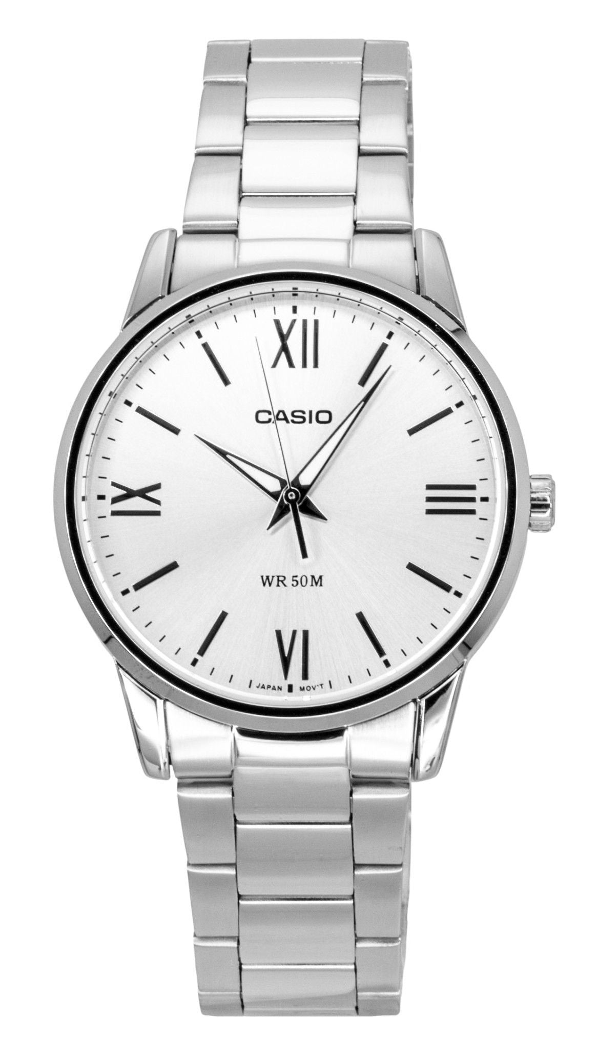 Casio Analog Edelstahl Silberfarbenes Zifferblatt Quarz MTP-1303DD-7AV Herrenuhr