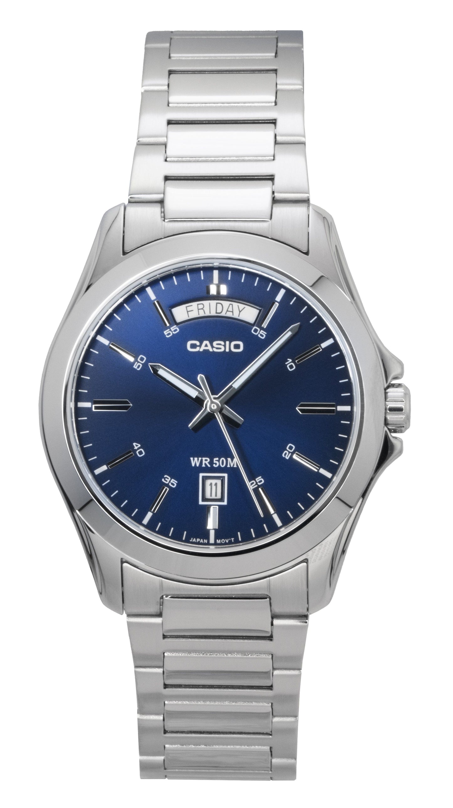 Casio Standard Analog Edelstahl Blaues Zifferblatt Quarz MTP-1370D-2A2V Herrenuhr