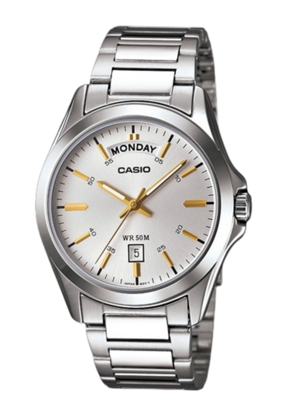 Casio Classic Analog Edelstahl Silberfarbenes Zifferblatt Quarz MTP-1370D-7A2 Herrenuhr