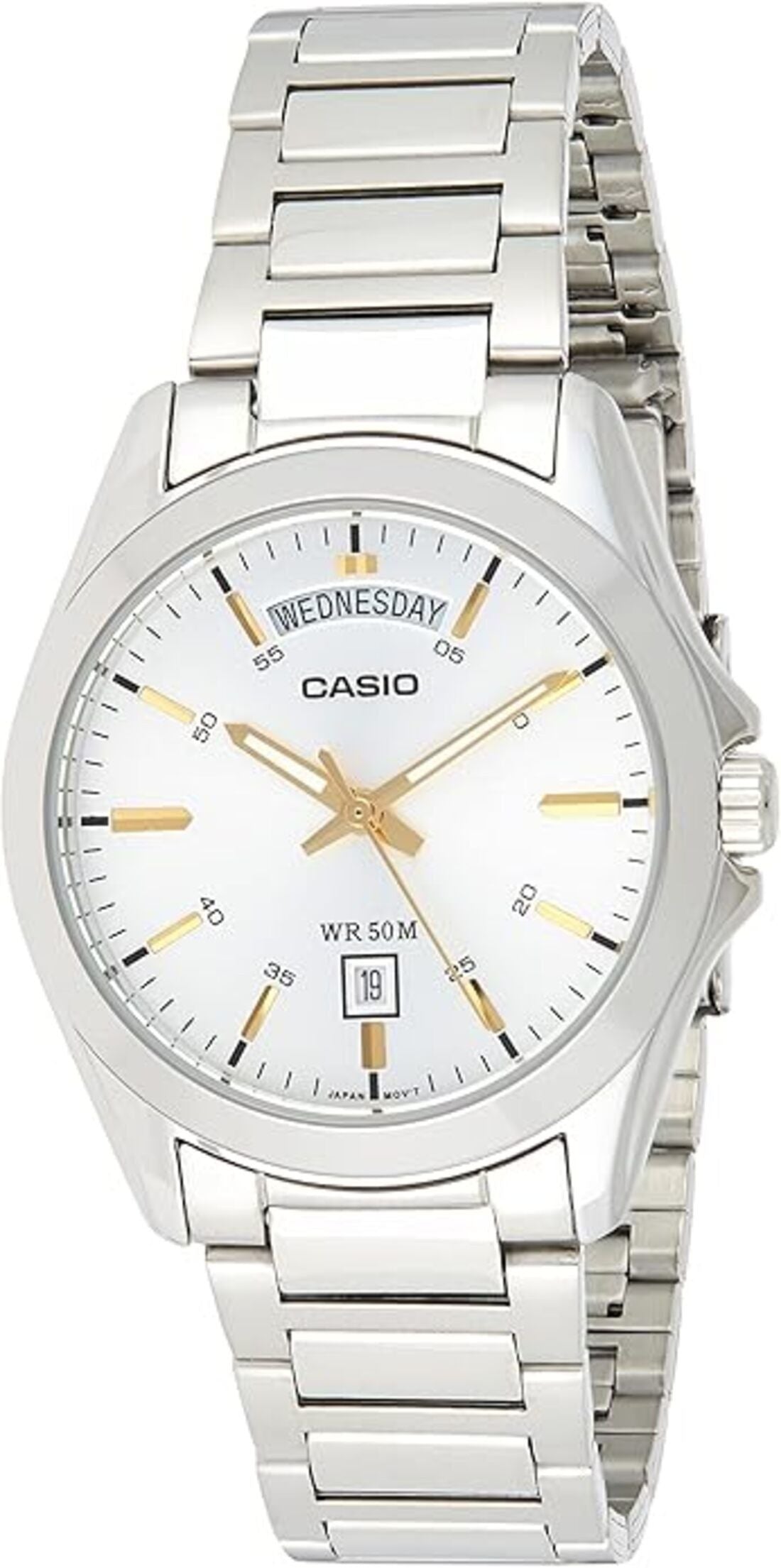 Casio Classic Analog Edelstahl Silberfarbenes Zifferblatt Quarz MTP-1370D-7A2 Herrenuhr