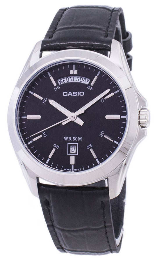 Casio Analog Schwarzes Zifferblatt MTP-1370L-1AVDF MTP-1370L-1AV Herrenuhr