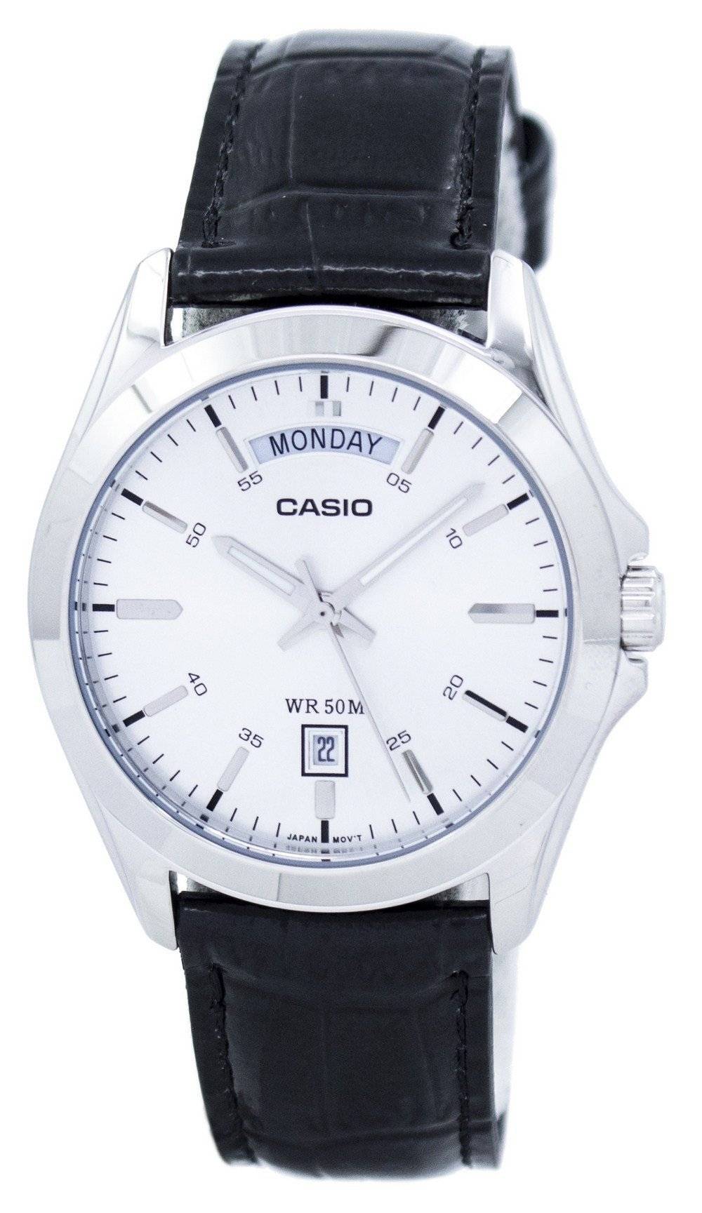 Casio Analog Silberfarbenes Zifferblatt MTP-1370L-7AVDF MTP-1370L-7AV Herrenuhr