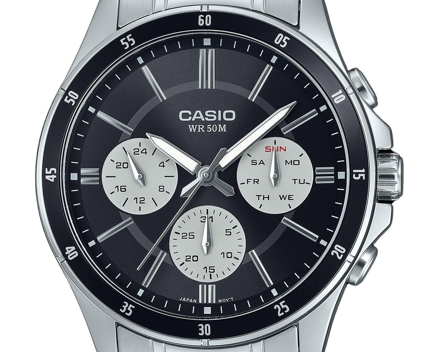 Casio Standard Analog Ion Plated Edelstahl Schwarzes Zifferblatt Quarz MTP-1374D-1A3V Herrenuhr