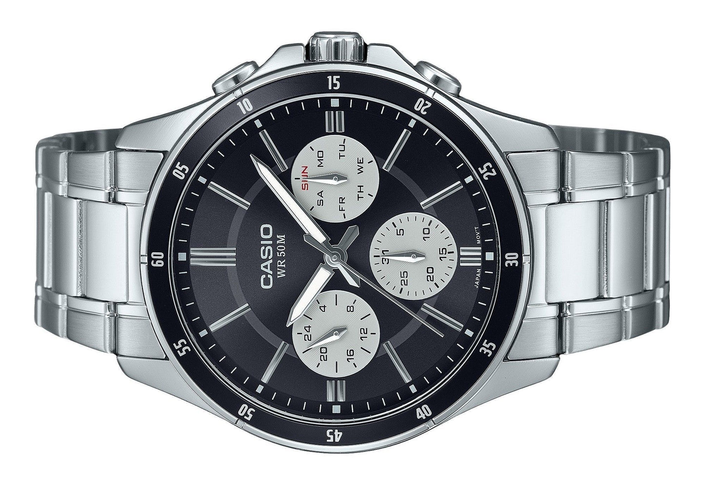 Casio Standard Analog Ion Plated Edelstahl Schwarzes Zifferblatt Quarz MTP-1374D-1A3V Herrenuhr
