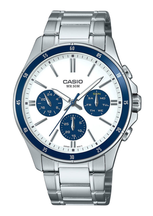 Casio Standard Analog Ion Plated Edelstahl White Dial Quarz MTP-1374D-7A2V Herrenuhr