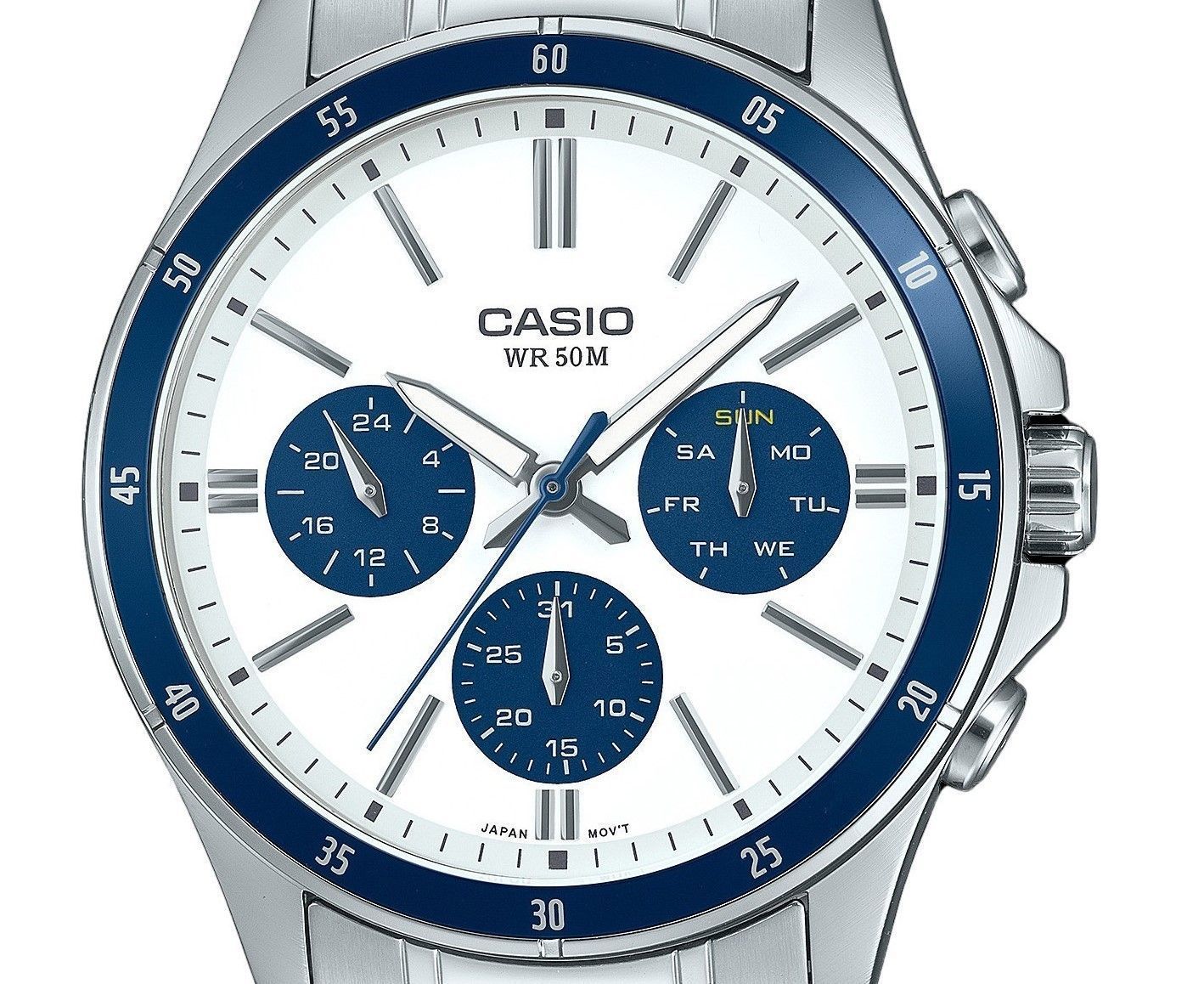 Casio Standard Analog Ion Plated Edelstahl White Dial Quarz MTP-1374D-7A2V Herrenuhr