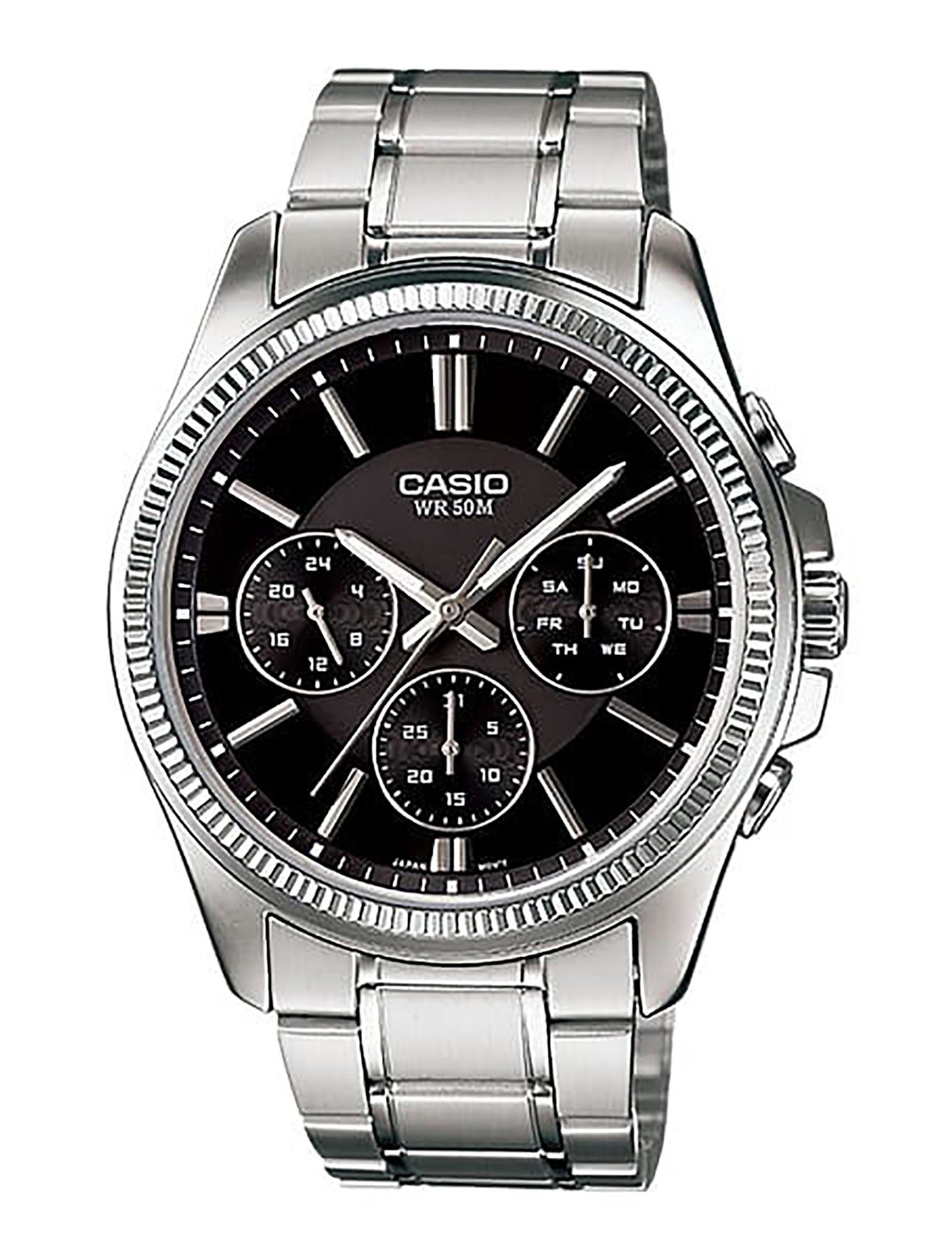 Casio Enticer Analog Edelstahl Schwarzes Zifferblatt Quarz MTP-1375D-1AV Herrenuhr