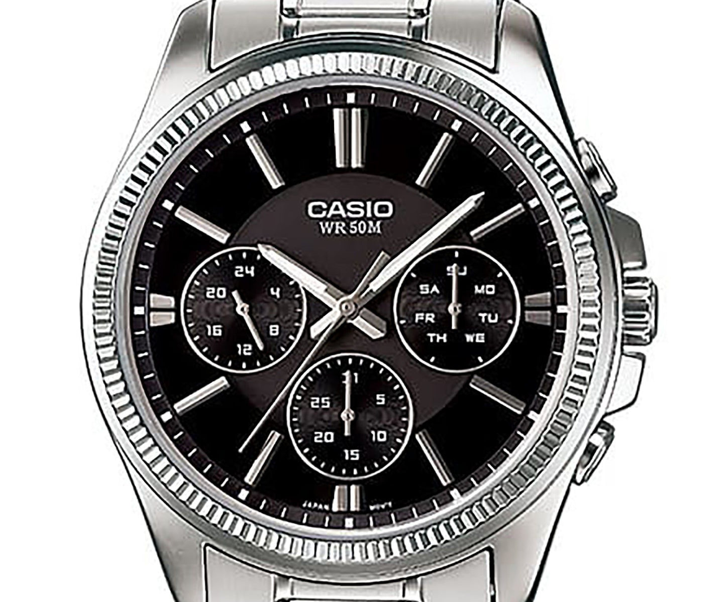 Casio Enticer Analog Edelstahl Schwarzes Zifferblatt Quarz MTP-1375D-1AV Herrenuhr