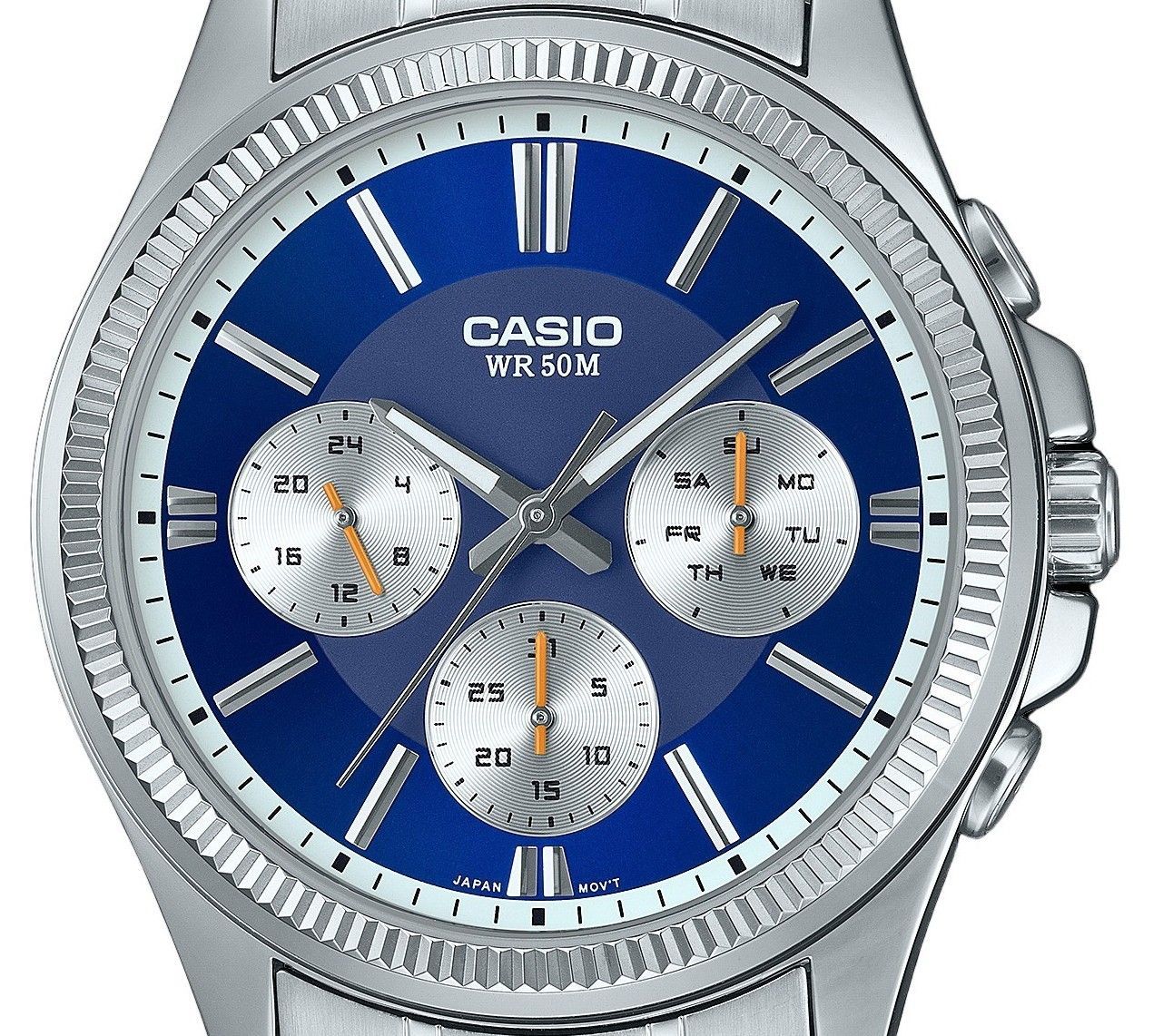 Casio Enticer Analog Edelstahl Blaues Zifferblatt Quarz MTP-1375D-2A1 Herrenuhr