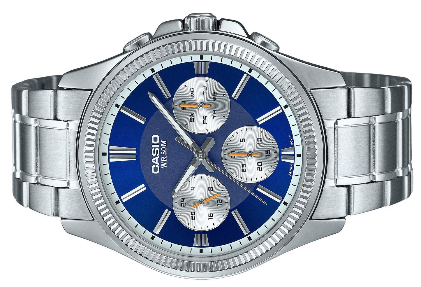 Casio Enticer Analog Edelstahl Blaues Zifferblatt Quarz MTP-1375D-2A1 Herrenuhr