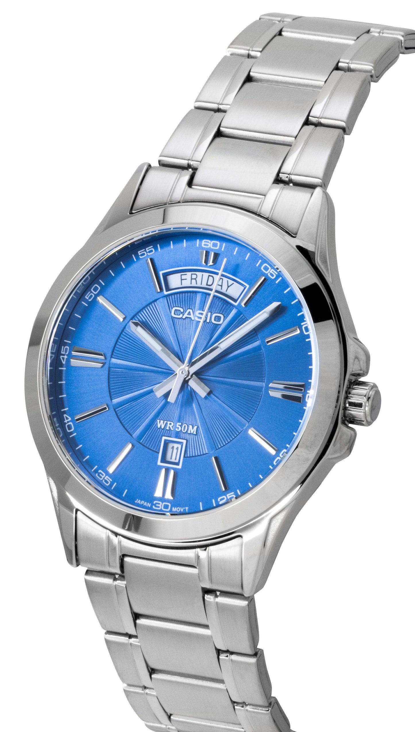 Casio Standard Analog Edelstahl Blaues Zifferblatt Quarz MTP-1381D-2AV Herrenuhr