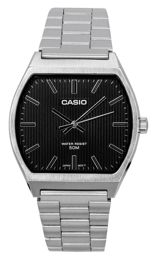 Casio Standard Analog Edelstahl Schwarzes Zifferblatt Quarz MTP-B140D-1A Herrenuhr