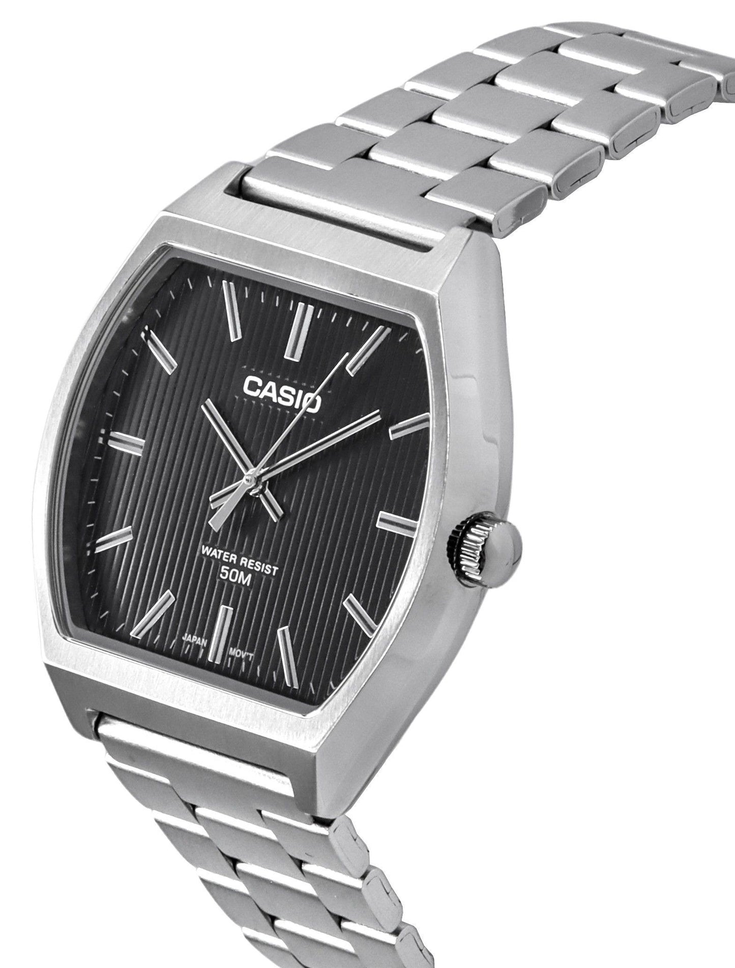 Casio Standard Analog Edelstahl Schwarzes Zifferblatt Quarz MTP-B140D-1A Herrenuhr