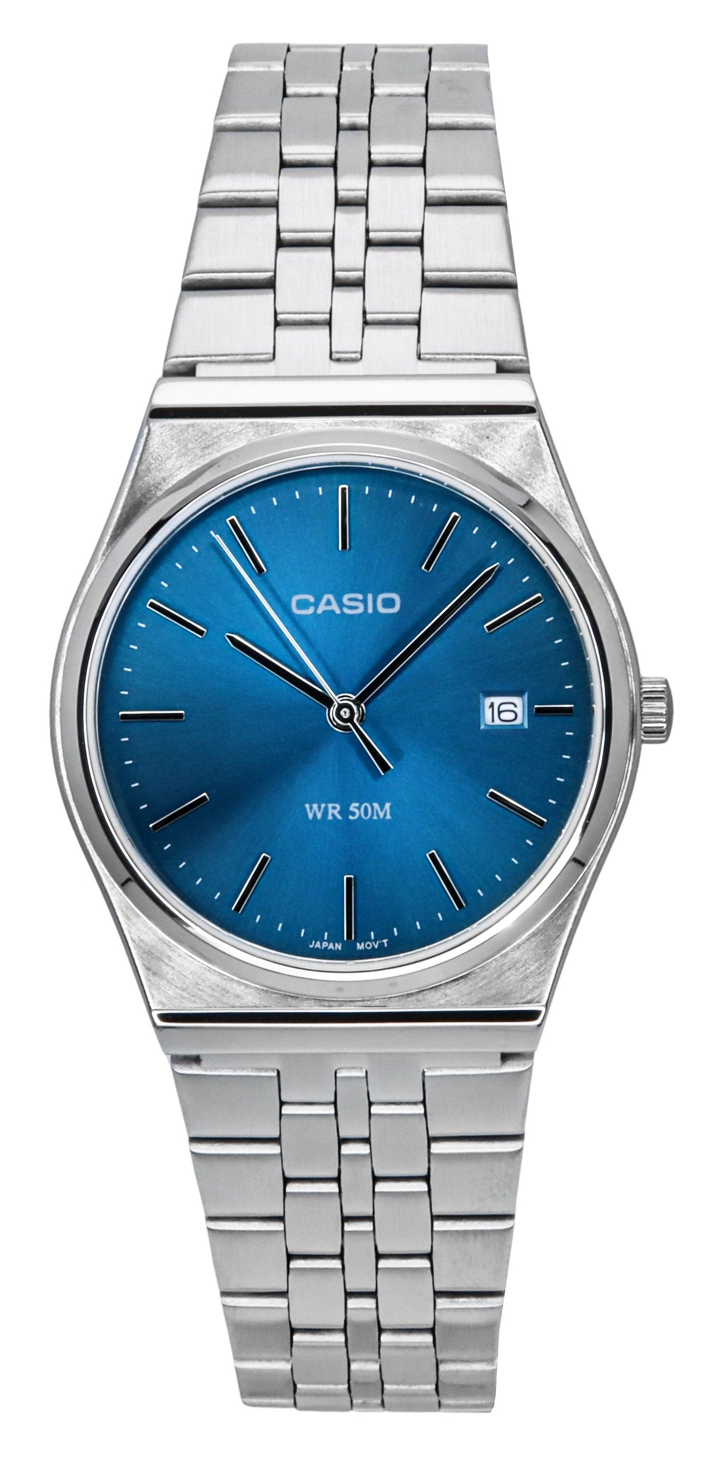 Casio Standard Analog Edelstahl Blaues Zifferblatt Quarz MTP-B145D-2A2 Herrenuhr