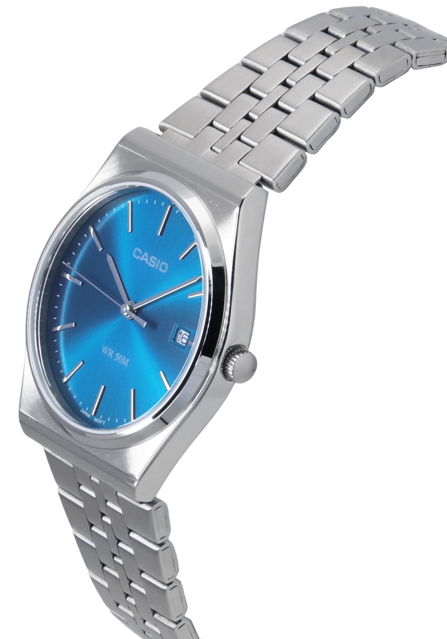 Casio Standard Analog Edelstahl Blaues Zifferblatt Quarz MTP-B145D-2A2 Herrenuhr