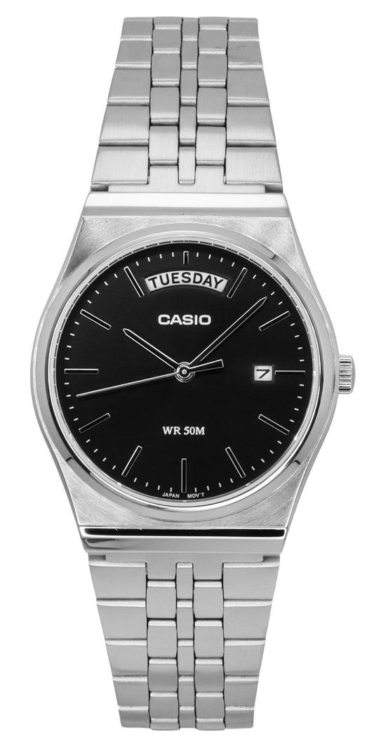 Casio Standard Analog Edelstahl Schwarzes Zifferblatt Quarz MTP-B146D-1AV Herrenuhr